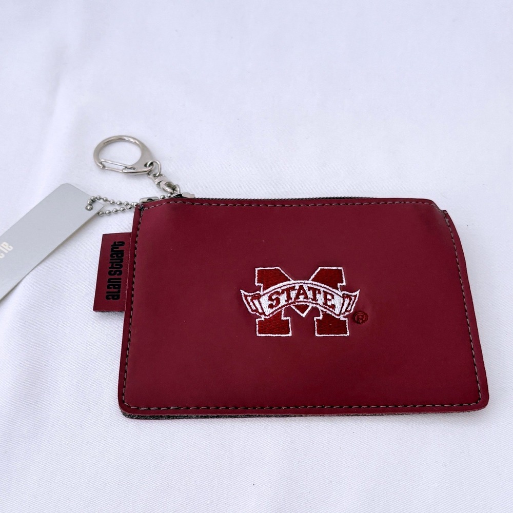 Alan Stuart Mississippi State MSU ID Case Wallet Maroon Embroidered Key Ring